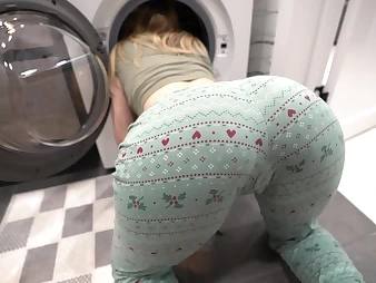 step bro penetrated step step-step-sister while she is lining washing machine - upland cum shot