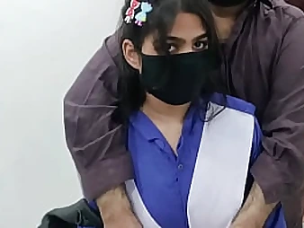 Step-father romps Indian College girl Damsel in College uniform