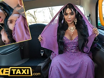 Desi nurse with big fun bags gets her cock-squeezing fuckbox boinked rock hard in faux taxi action