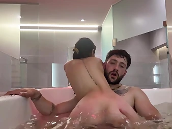 Wee Argentina let slip by gets hard humped at hand Jacuzzi with Noah Pell's on the shelf