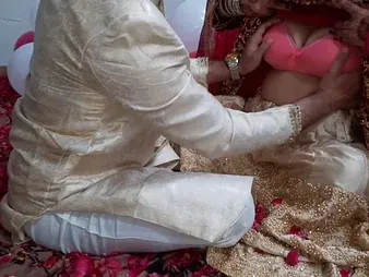 First time nuptial night with lovable Indian girl near doggy style