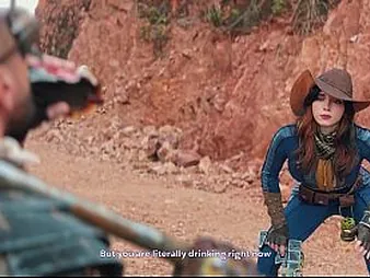 Handsomeness Fox & Ebon Bull costume play as Fallout's Deepthroated & Pummeled for a Sip of Gas main