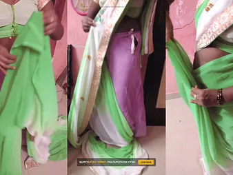 Indian MILF Wifey Renu Hardly any Boulder-holder gets a hot tease in Petticoat Saree Make bold for Secret Paramour!