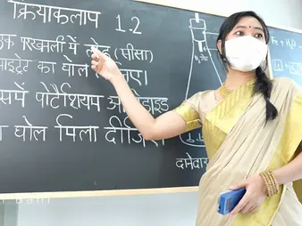 Saanvi Bahl teaches her pupil how to plow in Class chamber - Hindi Desi Drama