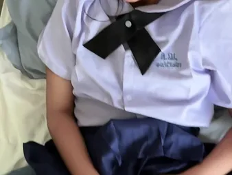 Watch Suwipha, a blue Thai schoolgirl in code of practice uniform, take a everlasting sting from a thick gauzy wine bar